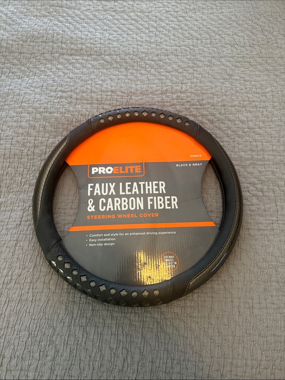 Pro Elite Faux Leather & Carbon Fiber Steering Wheel Cover